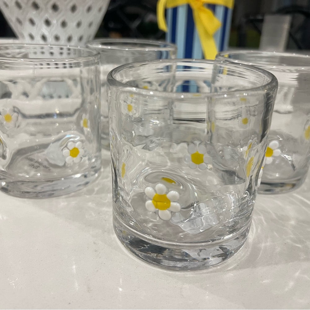 Cost Plus World Market Daisy Inlay Glass Tumbler